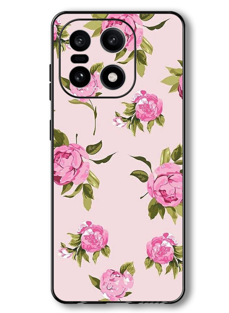 Theodor Case Compatible with OnePlus 15 6.78 Inch Protection Shockproof Bumper Cover Hand Painting Pink Flower - Image 1
